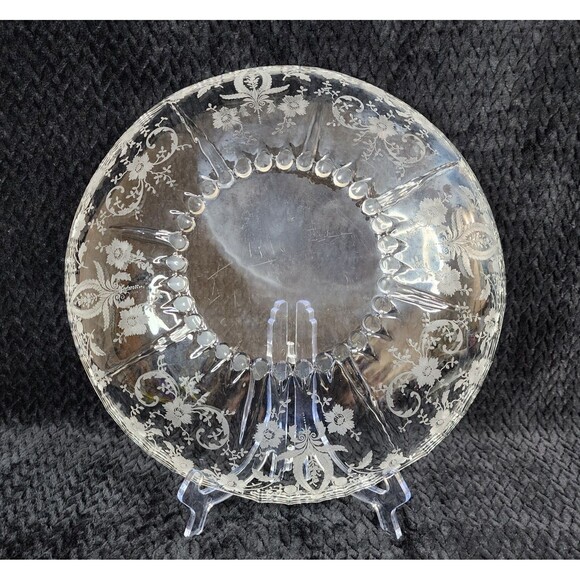 New Martinsville Prelude Etched Crystal Console Bowl Elegant Glass 1930s–1940s - Picture 5 of 8